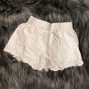 Floral lace white shorts.